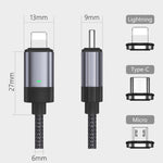 15W USB-C / Type-C から Micro USB 急速充電磁気データケーブル、スタイル：1mケーブル＋磁気ヘッド、Micro USB