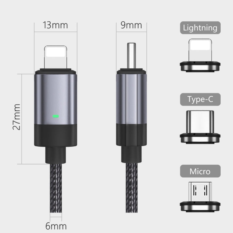 15W USB-C / Type-C から Micro USB 急速充電磁気データケーブル、スタイル：1mケーブル＋磁気ヘッド、Micro USB