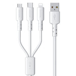 WEKOME WDC-02 潮流エネルギーシリーズ 3A USB to 8ピン+Type-C+Micro USB 3-in-1 PVCデータケーブル、長さ: 1.2m