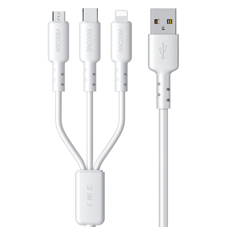 WEKOME WDC-02 潮流エネルギーシリーズ 3A USB to 8ピン+Type-C+Micro USB 3-in-1 PVCデータケーブル、長さ: 1.2m