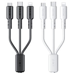 WEKOME WDC-02 潮流エネルギーシリーズ 3A USB to 8ピン+Type-C+Micro USB 3-in-1 PVCデータケーブル、長さ: 1.2m