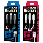 WEKOME WDC-02 潮流エネルギーシリーズ 3A USB to 8ピン+Type-C+Micro USB 3-in-1 PVCデータケーブル、長さ: 1.2m