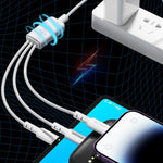 WEKOME WDC-02 潮流エネルギーシリーズ 3A USB to 8ピン+Type-C+Micro USB 3-in-1 PVCデータケーブル、長さ: 1.2m