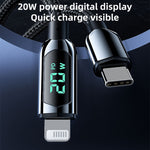 Mutural Li-CC001 1.2m PD20W デジタル表示 USB-C / Type-C から 8ピン充電データケーブル、Type-C から 8ピン