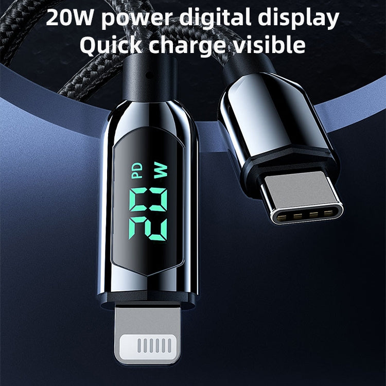 Mutural Li-CC001 1.2m PD20W デジタル表示 USB-C / Type-C から 8ピン充電データケーブル、Type-C から 8ピン