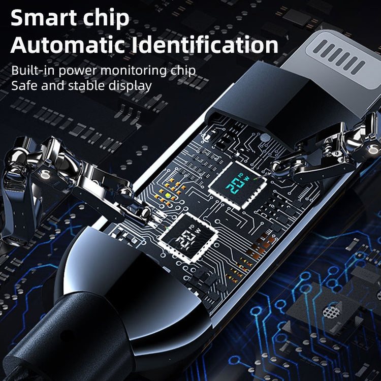 Mutural Li-CC001 1.2m PD20W デジタル表示 USB-C / Type-C から 8ピン充電データケーブル、Type-C から 8ピン