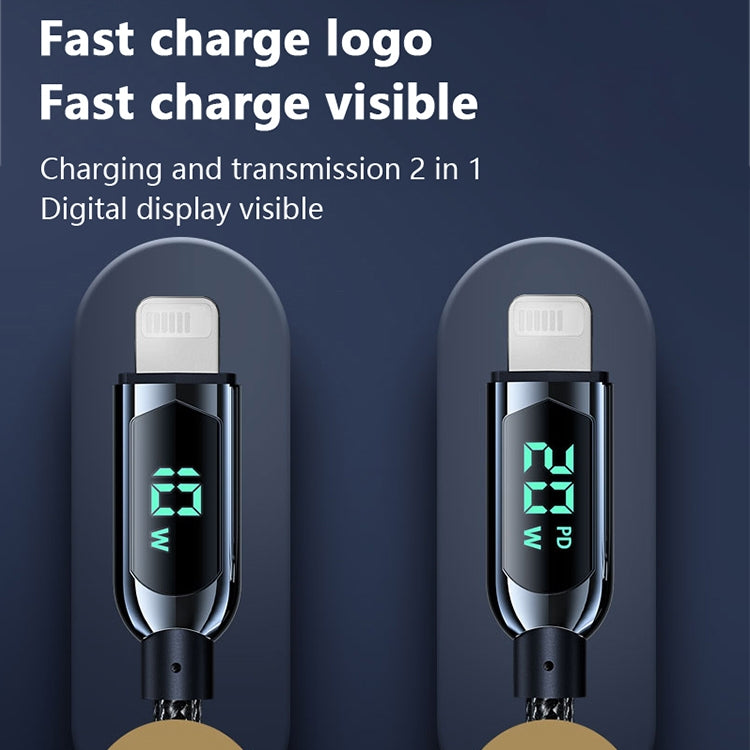 Mutural Li-CC001 1.2m PD20W デジタル表示 USB-C / Type-C から 8ピン充電データケーブル、Type-C から 8ピン