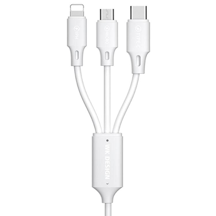 WK WDC-103 3A 3in1 8ピン + Micro USB + Type-C / USB-C フルスピードプロ充電データケーブル、長さ：1.15m