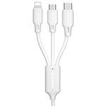WK WDC-103 3A 3in1 8ピン + Micro USB + Type-C / USB-C フルスピードプロ充電データケーブル、長さ：1.15m