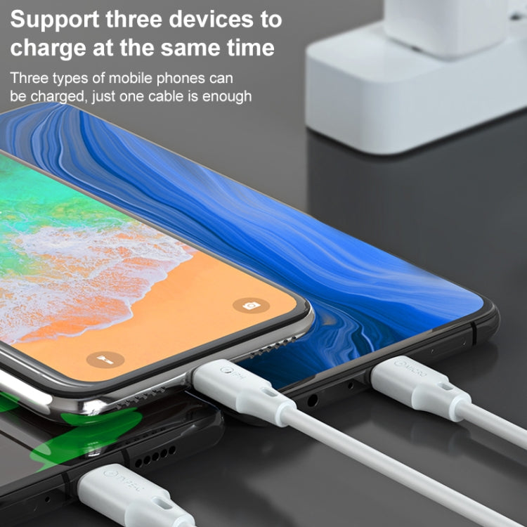 WK WDC-103 3A 3in1 8ピン + Micro USB + Type-C / USB-C フルスピードプロ充電データケーブル、長さ：1.15m