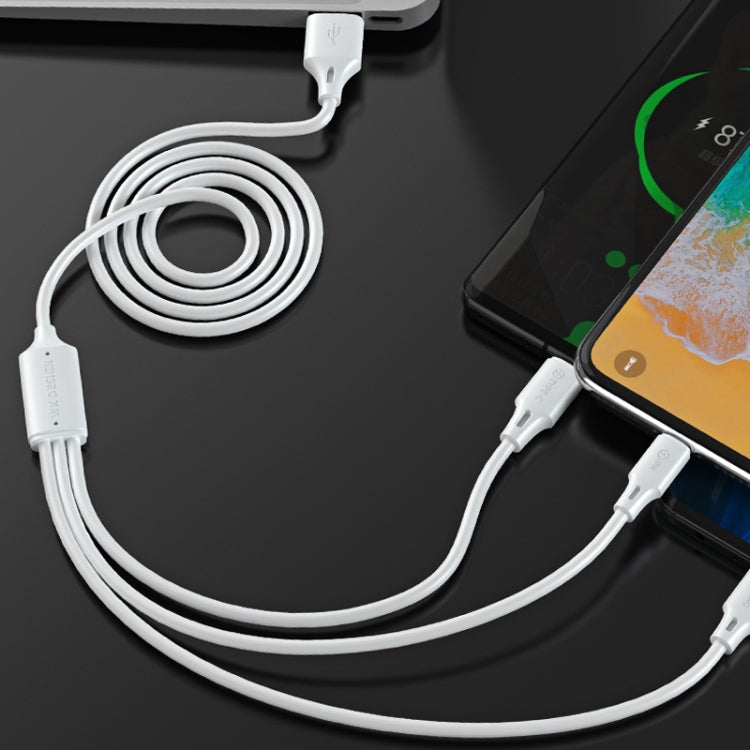 WK WDC-103 3A 3in1 8ピン + Micro USB + Type-C / USB-C フルスピードプロ充電データケーブル、長さ：1.15m