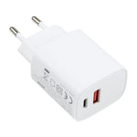 T087 20W USB-C / Type-C + USBポート 急速充電 トラベルチャージャー、EUプラグ、EUプラグ