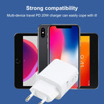 T087 20W USB-C / Type-C + USBポート 急速充電 トラベルチャージャー、EUプラグ、EUプラグ