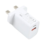 E087 20W USB-C / Type-C + USBポート 急速充電 トラベルチャージャー、UKプラグ、UKプラグ