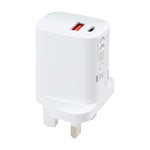 E087 20W USB-C / Type-C + USBポート 急速充電 トラベルチャージャー、UKプラグ、UKプラグ