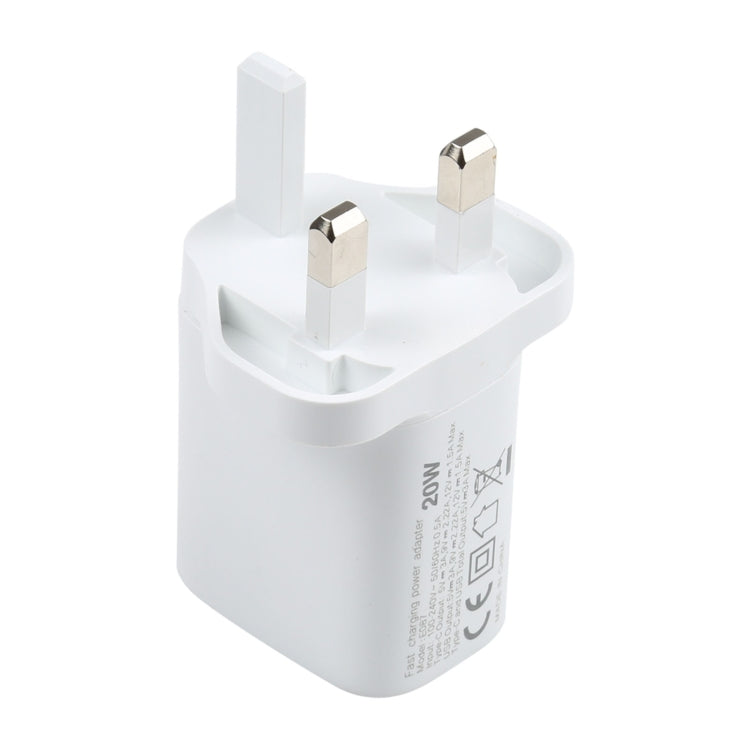 E087 20W USB-C / Type-C + USBポート 急速充電 トラベルチャージャー、UKプラグ、UKプラグ