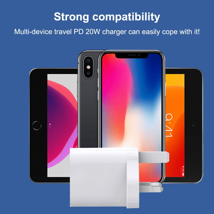 E087 20W USB-C / Type-C + USBポート 急速充電 トラベルチャージャー、UKプラグ、UKプラグ