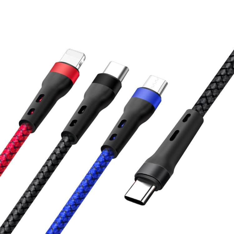 100W 6A Type-C から 8ピン+Type-C+Micro USB 充電データケーブル、1.3m