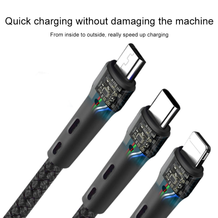 100W 6A Type-C から 8ピン+Type-C+Micro USB 充電データケーブル、1.3m