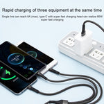 100W 6A Type-C から 8ピン+Type-C+Micro USB 充電データケーブル、1.3m