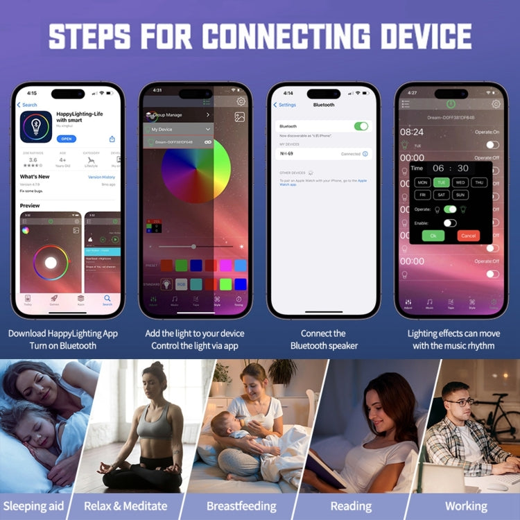 N69スマートBluetoothスピーカー ワイヤレス充電器＆アラームクロック＆アンビエントライト対応、EUプラグ、EUプラグ、N69 EUプラグ