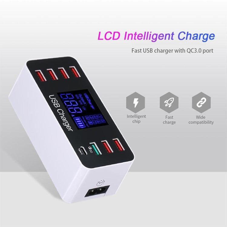 A9 Plus（グローバル版）多機能 AC 100V~240V 8ポート USB デジタル表示 LCD 着脱式充電ステーション スマートチャージャー ワイヤレス充電対応 QC3.0対応、A9 Plus（グローバル版）