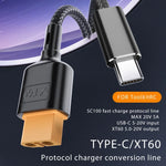 USB-C / Type-C から XT60 データケーブル、長さ：100cm、100cm