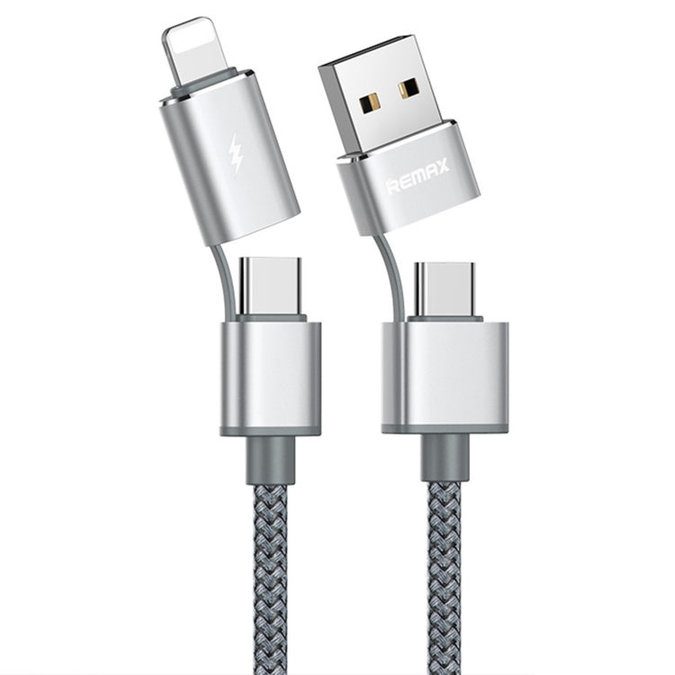 REMAX RC-020t 2.4A オーロラシリーズ 4in1 8ピン＋USB＋2×Type-C データ同期充電ケーブル、ケーブル長：1m