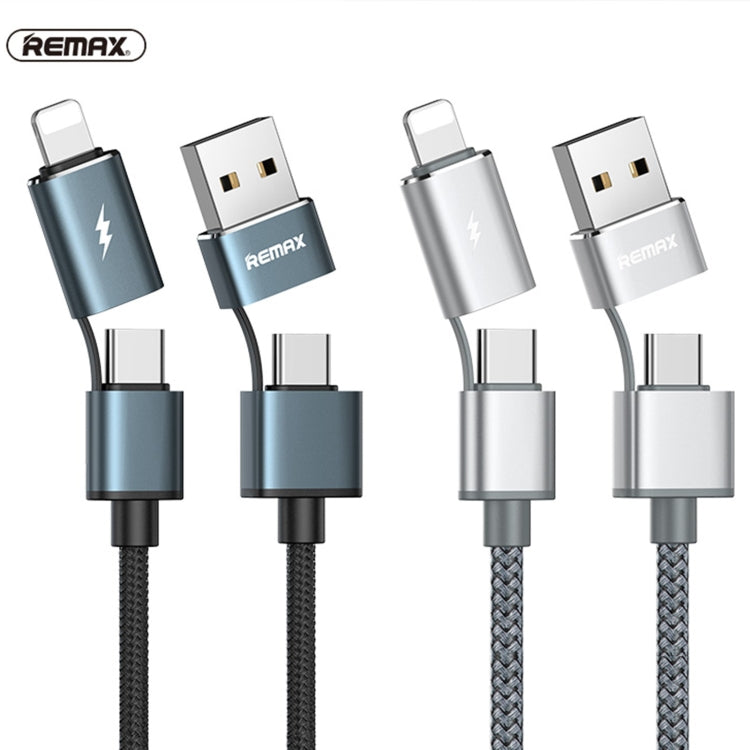 REMAX RC-020t 2.4A オーロラシリーズ 4in1 8ピン＋USB＋2×Type-C データ同期充電ケーブル、ケーブル長：1m