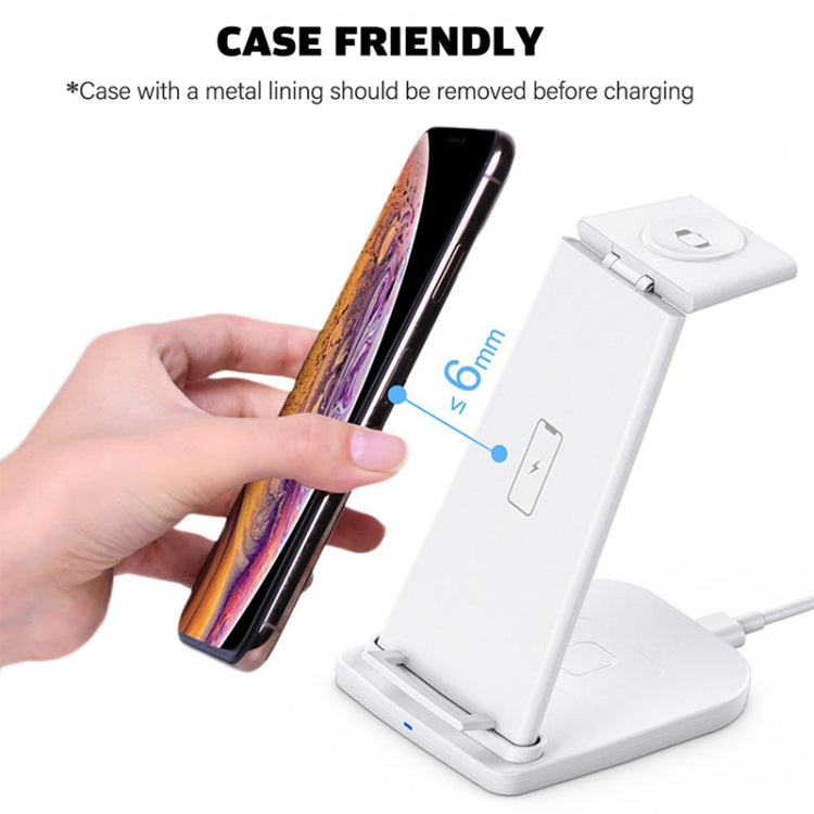 10W 3イン1 QC 3.0 縦型多機能ワイヤレス充電器 スタンド機能付き、携帯電話 / Apple Watch / AirPods対応
