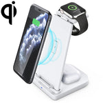 10W 3イン1 QC 3.0 縦型多機能ワイヤレス充電器 スタンド機能付き、携帯電話 / Apple Watch / AirPods対応
