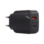 LZ-819A+C QC3.0 USB + PD 18W USB-C / Type-C インターフェース トラベルチャージャー インジケーターライト付き、EUプラグ、EUプラグ