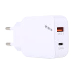 LZ-819A+C QC3.0 USB + PD 18W USB-C / Type-C インターフェース トラベルチャージャー インジケーターライト付き、EUプラグ、EUプラグ