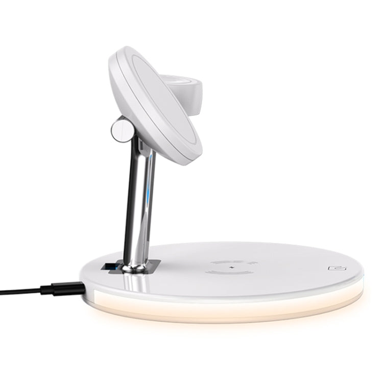 3イン1 25W 多機能マグネティックワイヤレス充電器 携帯電話＆Apple Watch＆AirPods対応、カラフルLEDライト付き