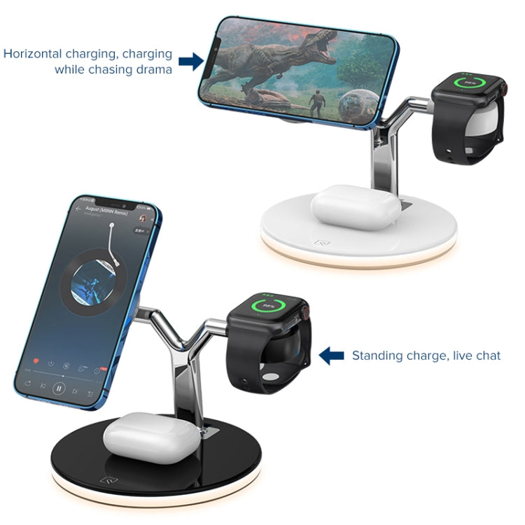 3イン1 25W 多機能マグネティックワイヤレス充電器 携帯電話＆Apple Watch＆AirPods対応、カラフルLEDライト付き