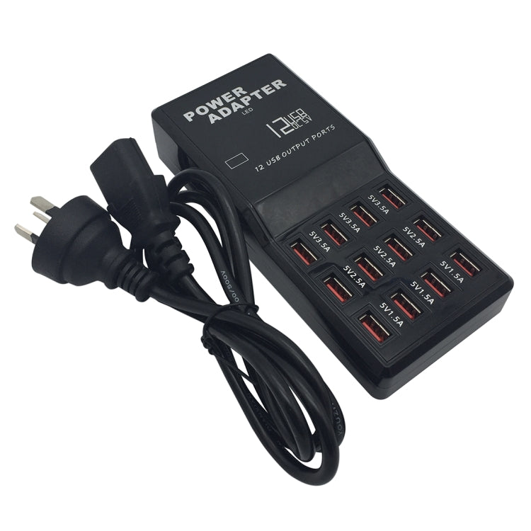 W-858 12A 12ポート USB急速充電ドック デスクトップスマートチャージャー AC100-240V、AUプラグ、AUプラグ
