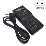 W-858 12A 12ポート USB急速充電ドック デスクトップスマートチャージャー AC100-240V、EUプラグ、EUプラグ