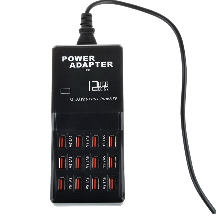 W-858 12A 12ポート USB急速充電ドック デスクトップスマートチャージャー AC100-240V、EUプラグ、EUプラグ