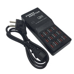 W-858 12A 12ポート USB急速充電ドック デスクトップスマートチャージャー AC100-240V、EUプラグ、EUプラグ