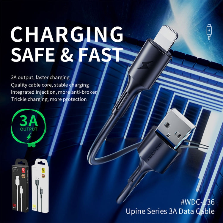 WK WDC-136 USB to 8ピン 3A急速充電データケーブル、USB to 8ピン（ブラック）、USB to 8ピン（ホワイト）