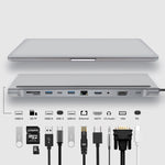 11in1 RJ45 + 87W PD + SD/TF + USBx3 + HDMI + VGA + 3.5mm AUX to Type-C ハブアダプター、11in1