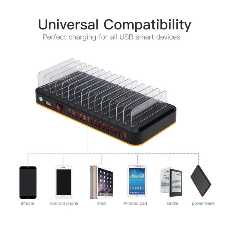 WLX-815 100W 15ポートUSB急速充電ドックスマートチャージャー 携帯電話＆タブレットホルダー付き、100W USプラグ、100W EUプラグ、100W UKプラグ、100W AUプラグ