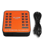 WLX-840 200W 40ポートUSBデジタルディスプレイスマート充電ステーション AC100-240V、USプラグ（ブラック＋オレンジ）、USプラグ