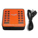 WLX-840 200W 40ポートUSBデジタルディスプレイスマート充電ステーション AC100-240V、EUプラグ（ブラック＋オレンジ）、EUプラグ