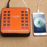WLX-840 200W 40ポートUSBデジタルディスプレイスマート充電ステーション AC100-240V、EUプラグ（ブラック＋オレンジ）、EUプラグ