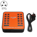 WLX-840 200W 40ポートUSBデジタルディスプレイスマート充電ステーション AC100-240V、UKプラグ（ブラック＋オレンジ）、UKプラグ
