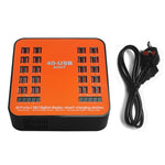 WLX-840 200W 40ポートUSBデジタルディスプレイスマート充電ステーション AC100-240V、UKプラグ（ブラック＋オレンジ）、UKプラグ