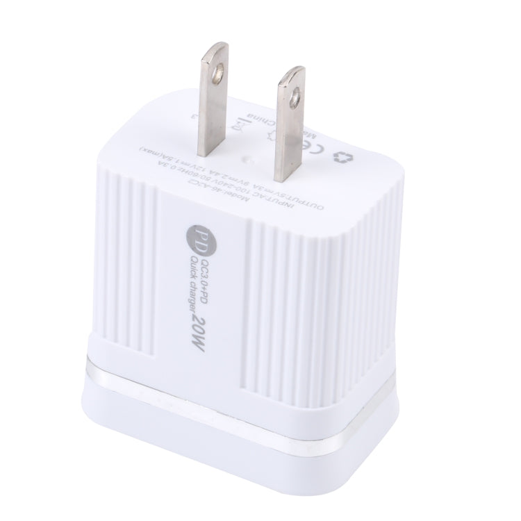 46-A2C2 20W PD + QC3.0 USB 多機能急速充電器、USプラグ、USプラグ