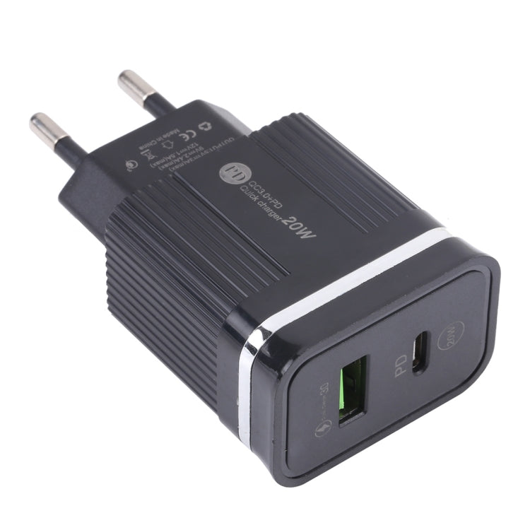 46-A2C2 20W PD + QC3.0 USB 多機能急速充電器，EUプラグ、EUプラグ