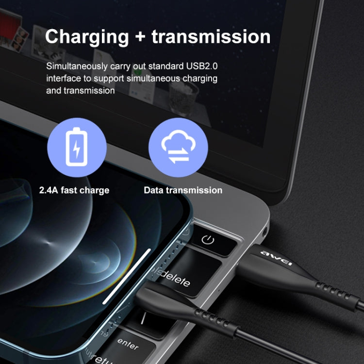 awei CL-115L 1m 2.4A USB to 8ピン充電ケーブル